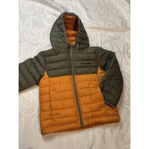 Columbia Kids Omni Shield Hood Puffer Zip Jacket 4T Green Orange
